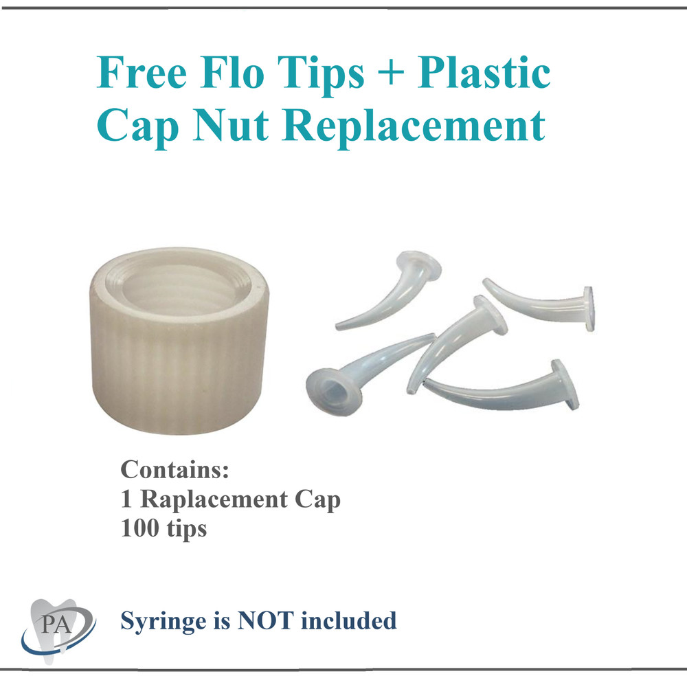 Dental Free Flo Tips + Plastic Cap Nut Replacement 100 Tips Impression Material