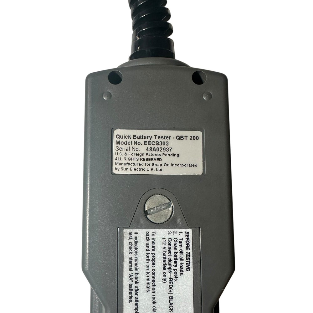Snap On Quick Battery Tester QBT200 Model EECS303