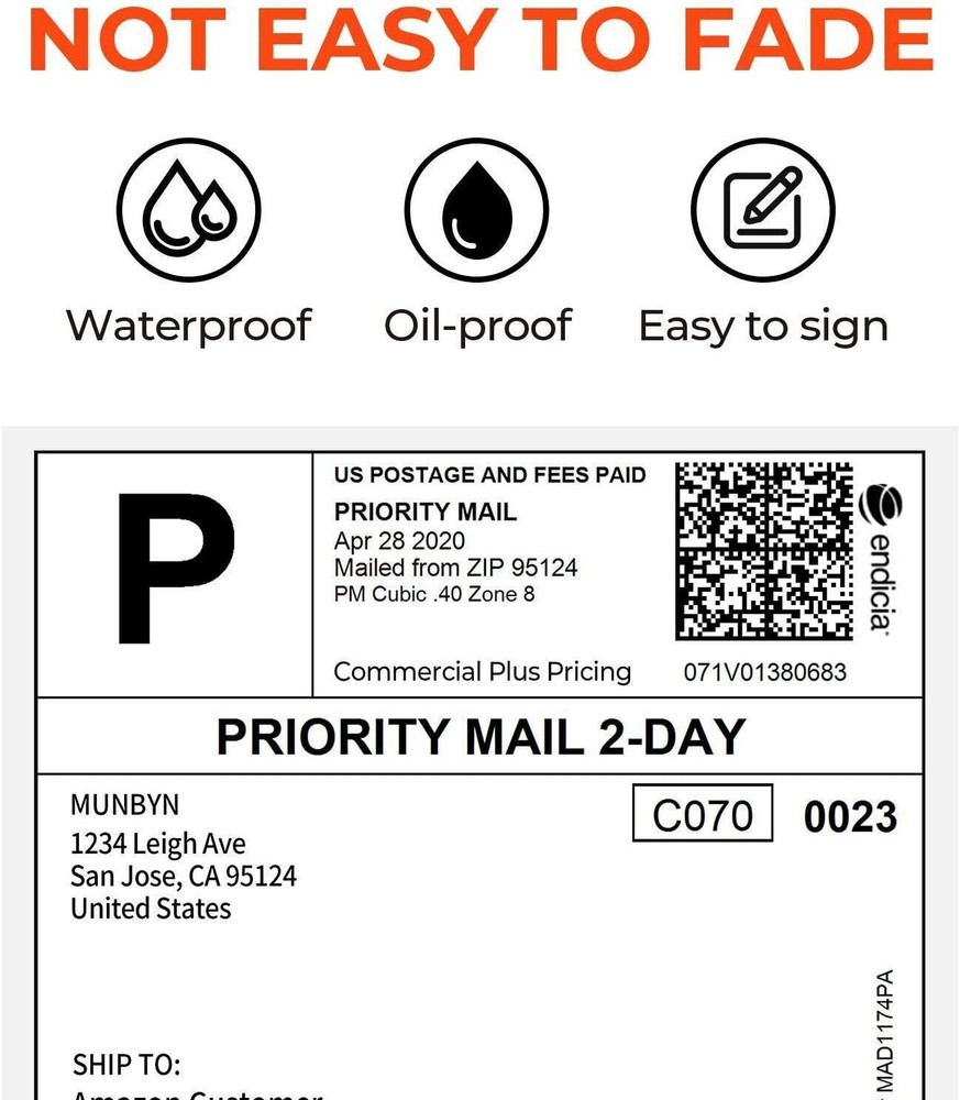 1000/Stack 4"x6" Fanfold Direct Thermal Shipping Labels Zebra & Rollo Printers