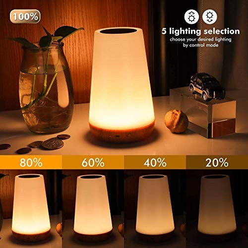 Night Light, Dimmable Touch Lamp for Bedroom, Portable Table Bedside Brown