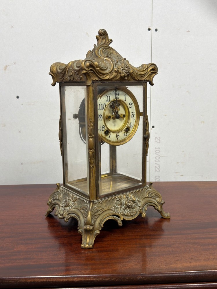 Ansonia Zenith Crystal Regulator Clock W/ Open Escapement - Working - antique