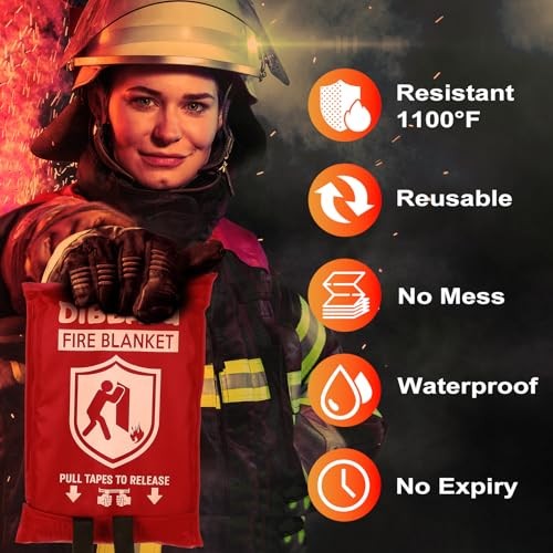 Fire Blanket for Home and Kitchen, Fire Blankets Emergency 40"x40"-2 Pack Red