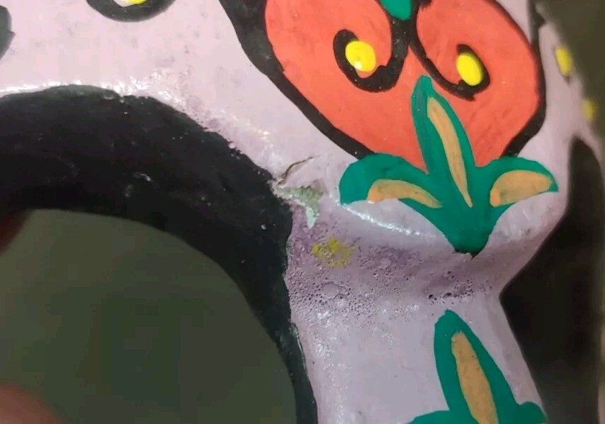 Hand Painted Carved Wall Hanging Sugar Skull Mask Day Of The Dead