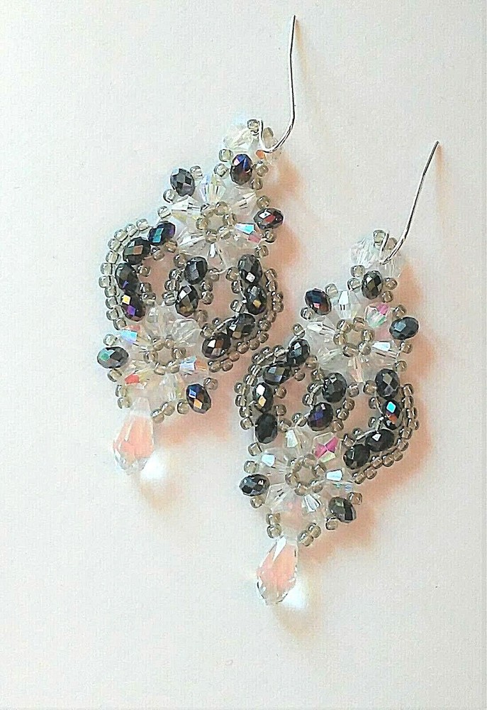 Handmade Black Luster Chandelier Earrings