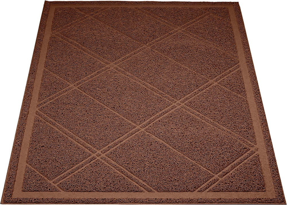 Less-Mess Cat Litter Box Mat w/ Soft Step-able Surface, Unscented, Brown-24"x35"