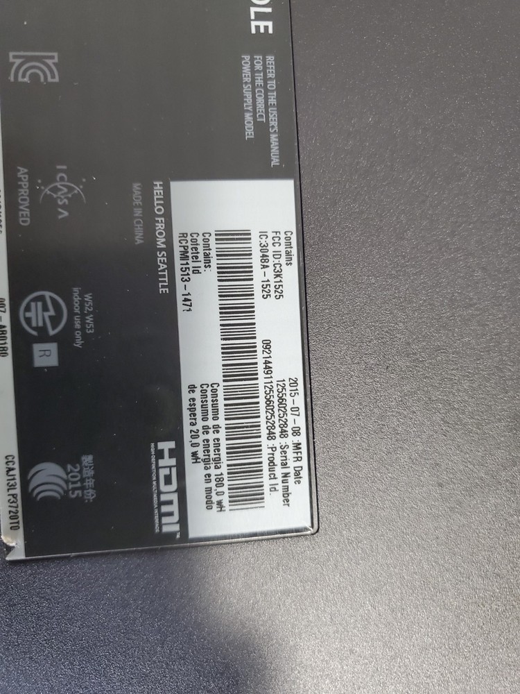 Microsoft Xbox One Console Gaming System Blue 1540 With Charger No Controller