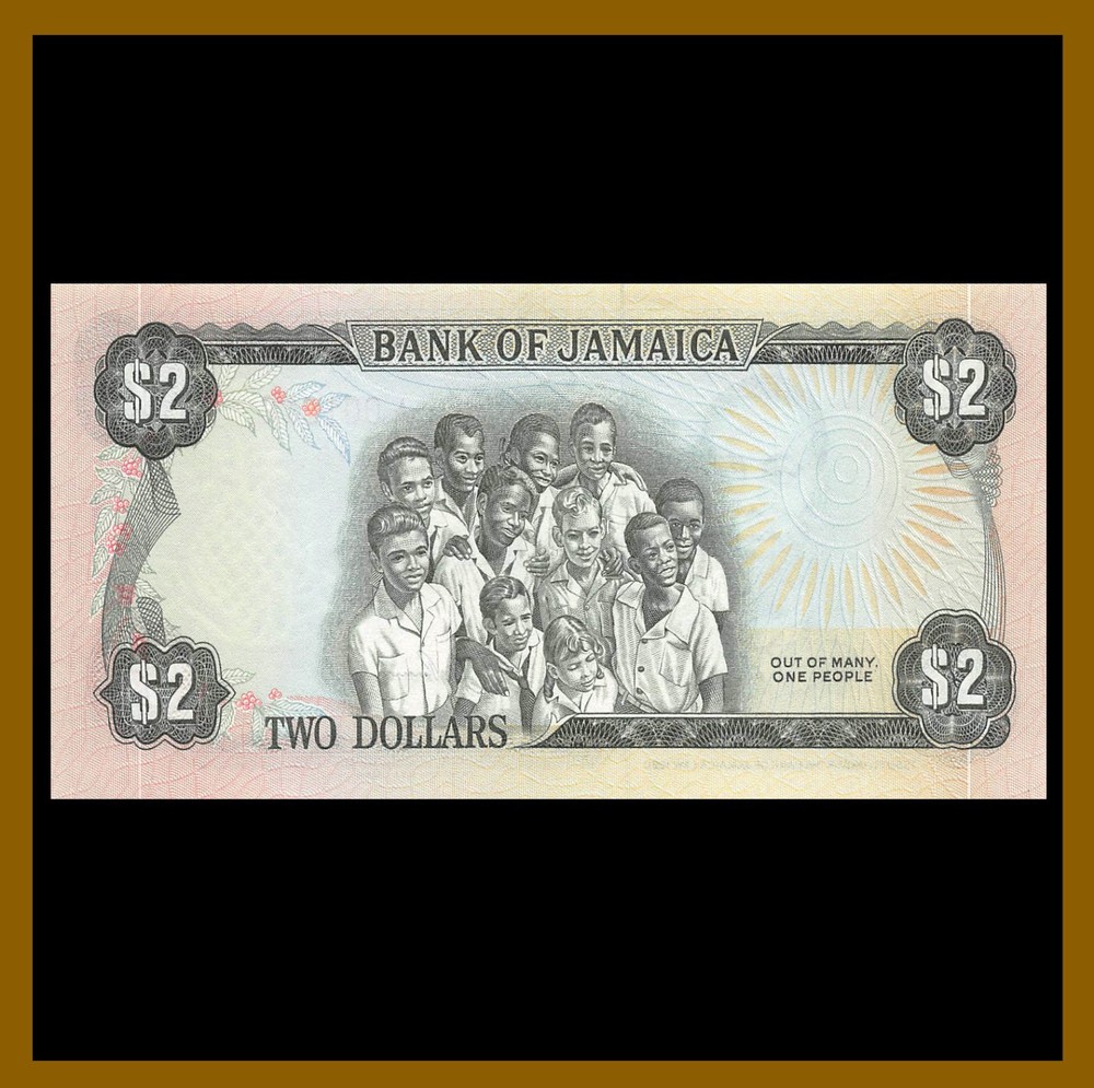 Jamaica 2 Dollars, 1976 P-60s Specimen Unc