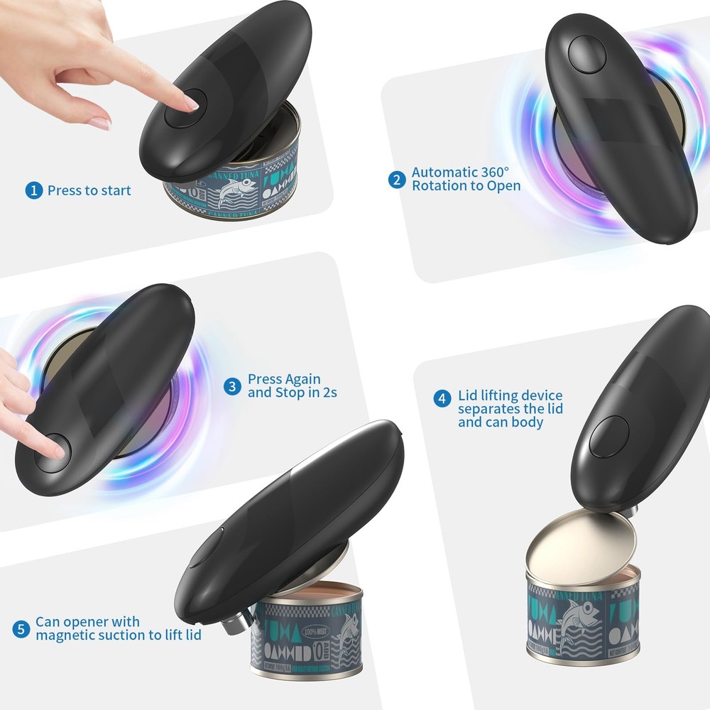 Automatic Electric Can Opener: Battery Operated One Touch Hands Free Smooth E...