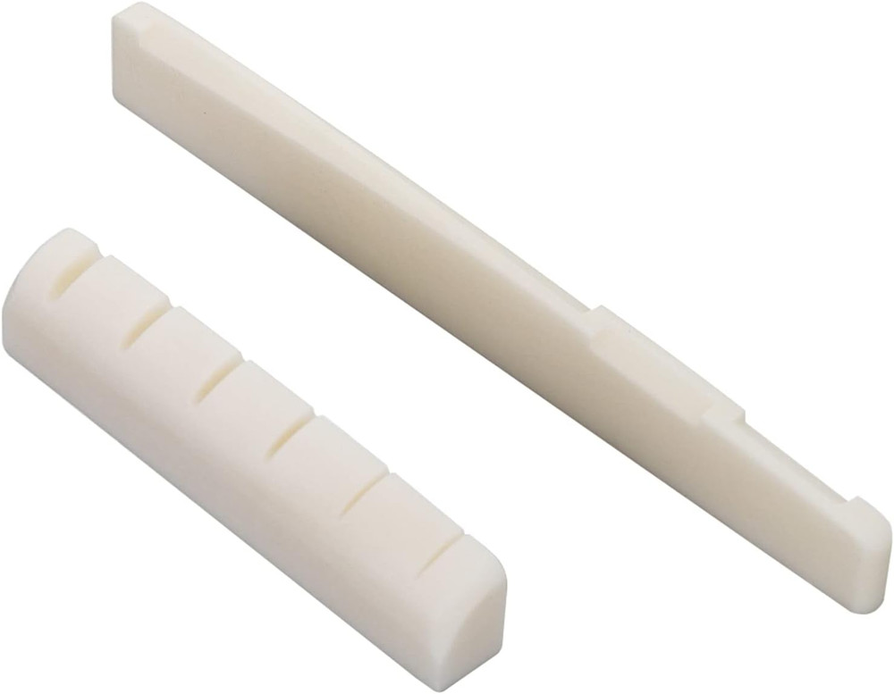 1 Sets 2Pcs Left Handed Guitar Nut 6 String Acoustic Guitar Bone Bridge Saddle a