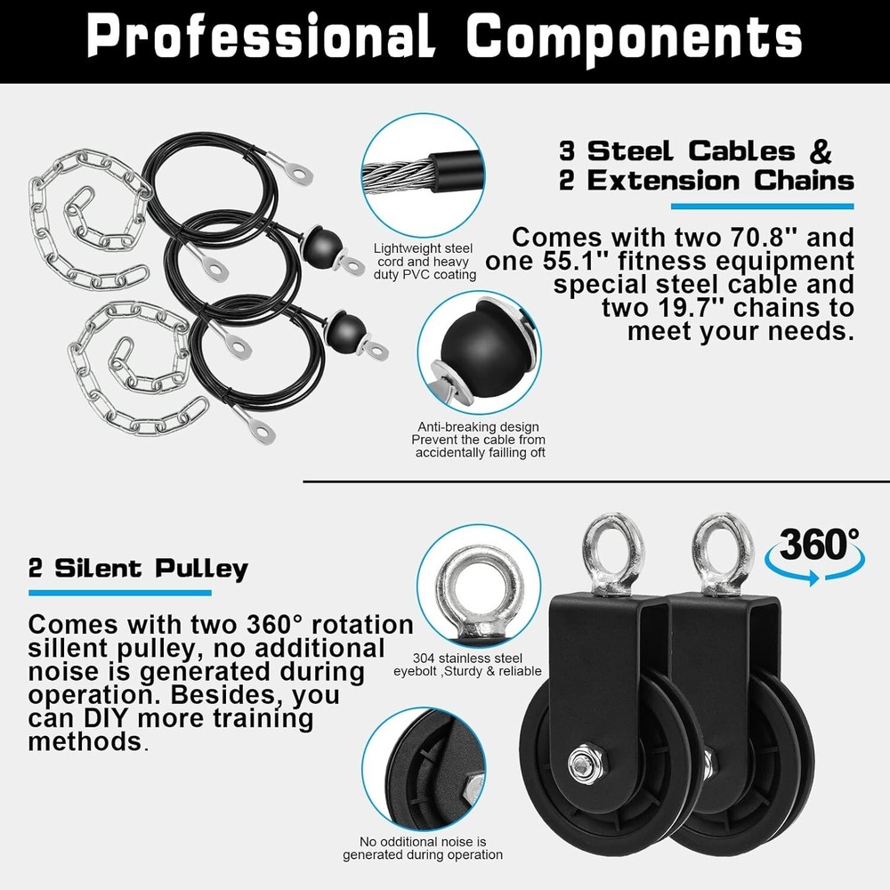 Versatile Weight Cable Pulley System - 149.69 kg Capacity with DIY Components