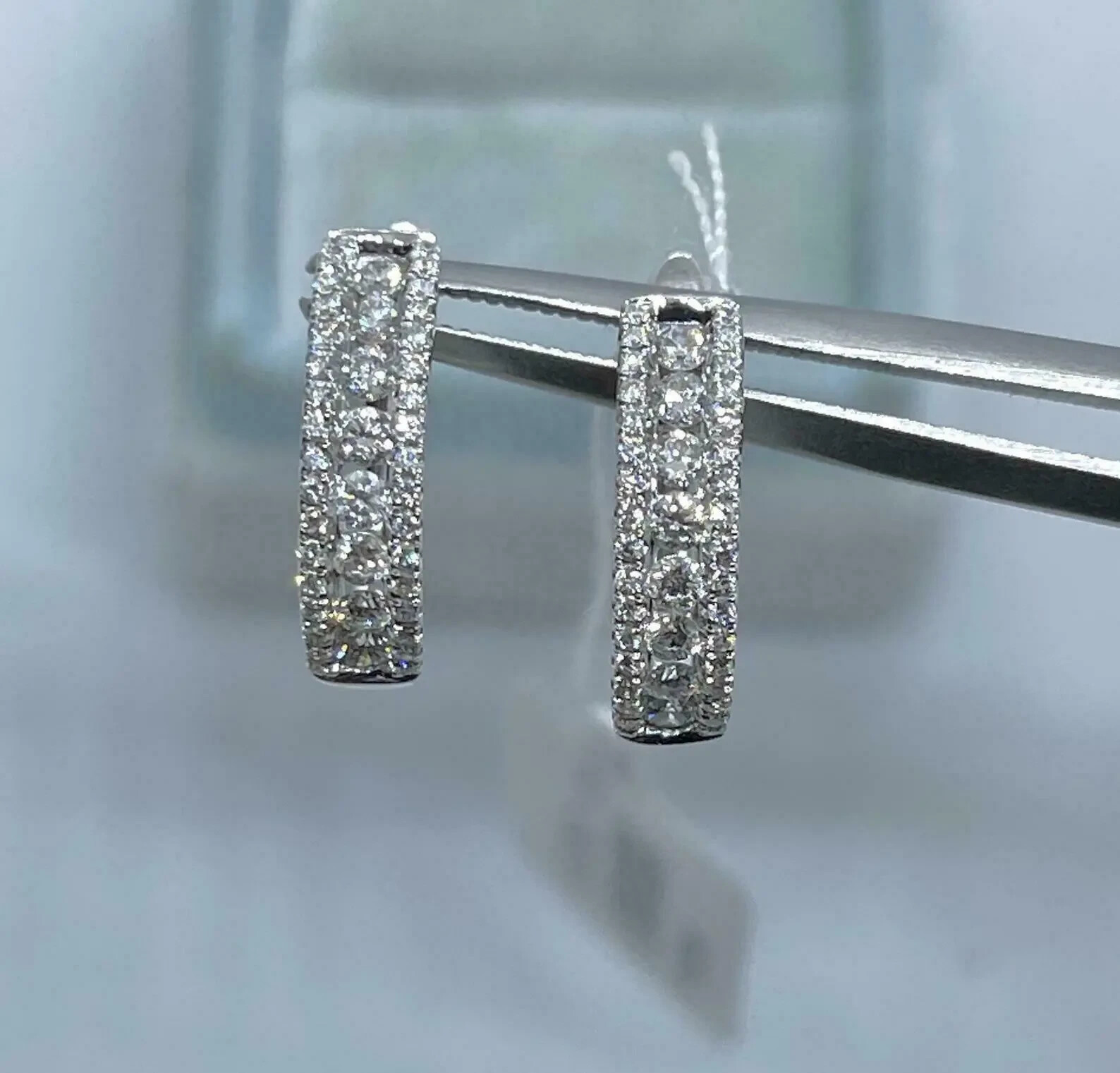 2Ct Lab Created Round Cut Diamond  Huggie Hoop Earrings 14K White Gold Over