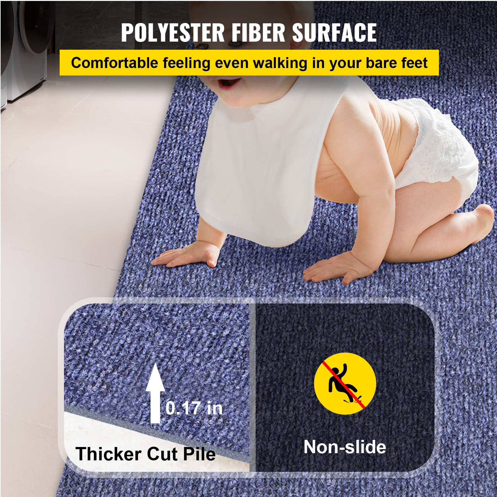 VEVOR 6'x18' Marine Carpet 32 oz Outdoor Bass Boat Carpet for Patio Deep Blue