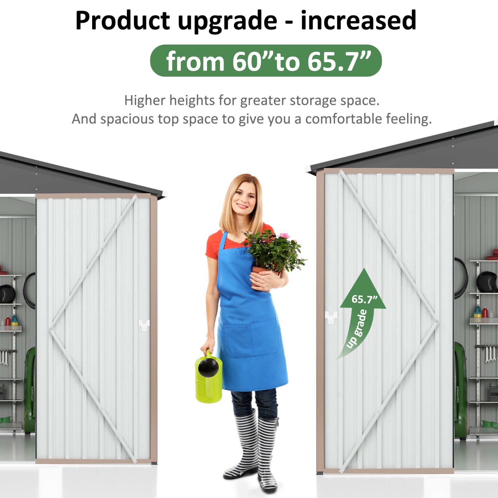 10 x 10 ft Metal Outdoor Storage Shed with Lockable Doors, Brown