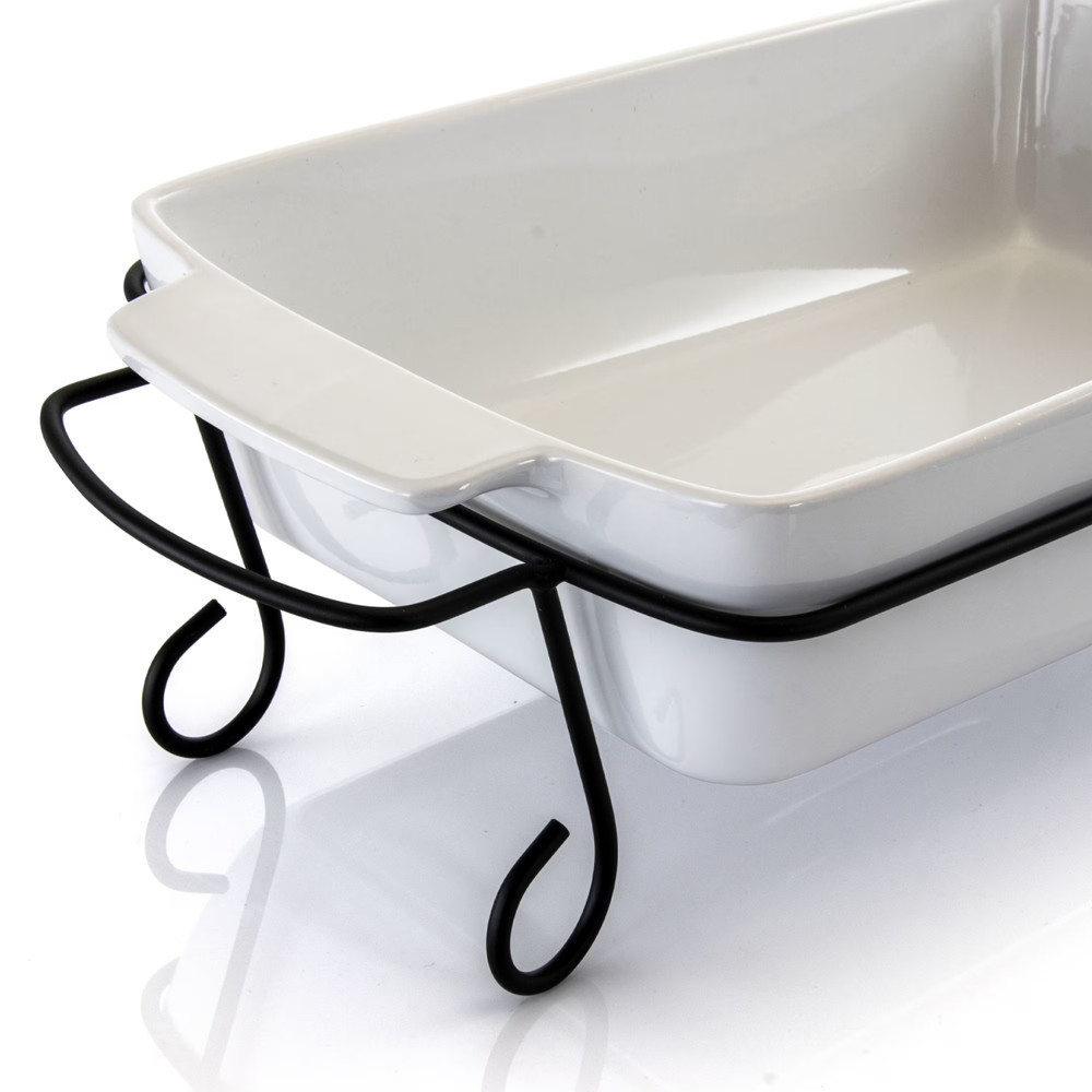 Gibson Elite 2 Piece Bakeware Set Rectangle Stoneware with Rack Durable Oven
