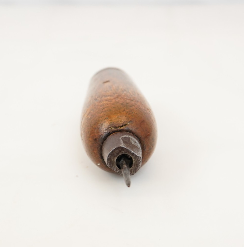 Antique Heavy Duty Leather Sewing Awl - Rare Square Shank Needle - Solid Core
