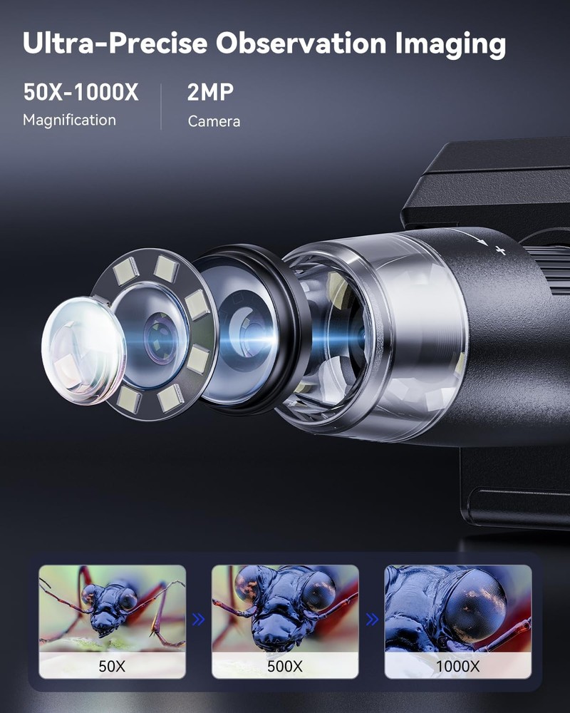 AOPICK Digital Microscope, Coin Microscope with Light 4.3 Inch, Black