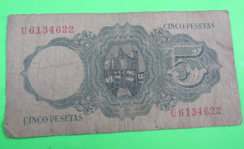 SPAIN, 5 PESETAS, P#140, 1951