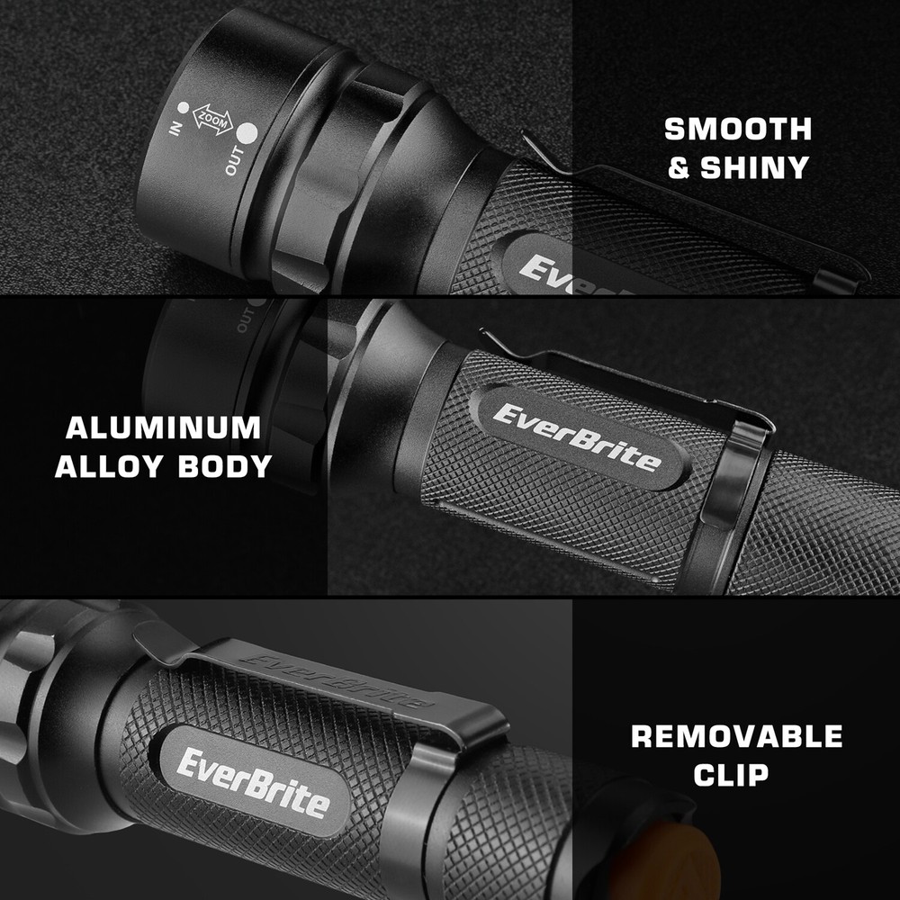 EverBrite 150 Lumen Mini LED Flashlight 3Lighting Mode Zoomable Adjustable Focus