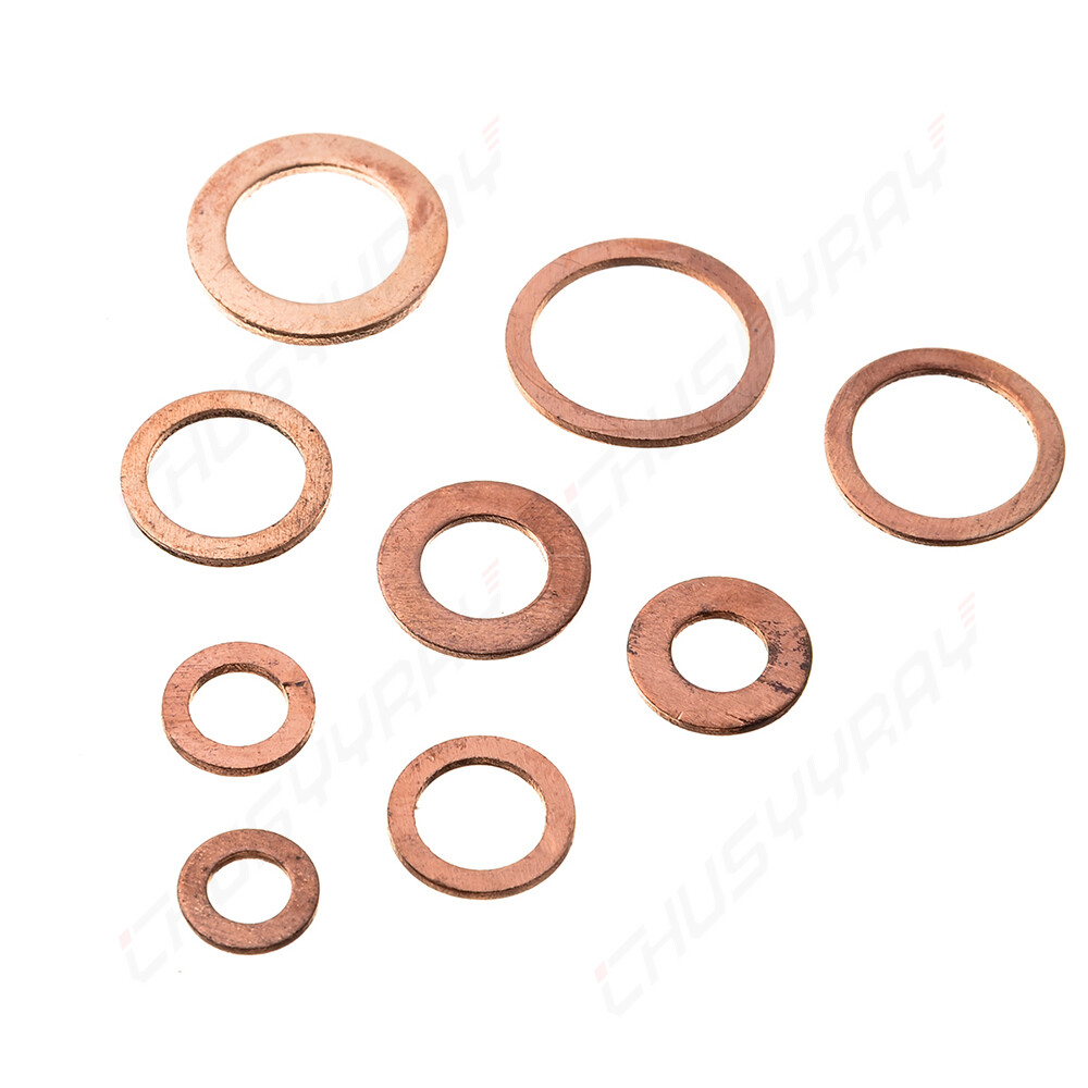 200Pcs/Kit Solid Copper Crush Washers Gasket Set Flat O-Ring Seal Assortment