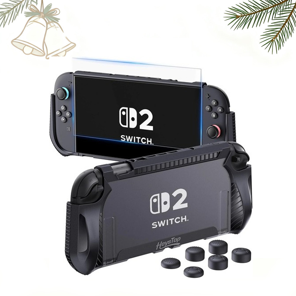 Protector & Bonus Thumb Grips Tempered Glass Screen for Nintendo Switch 2