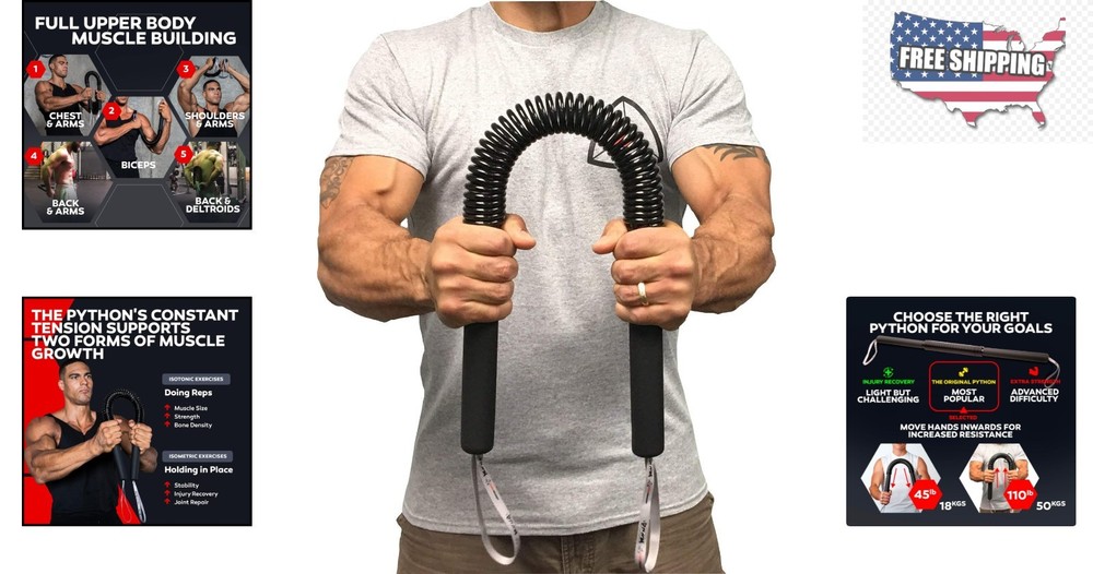 Adjustable Tension Python Power Twister for Chest, Arms & Shoulder Workouts