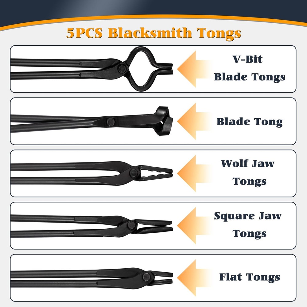 Knife Making Tongs Set Blacksmith Tong & Blacksmith Hammer 1.5kg Forge Tools Kit