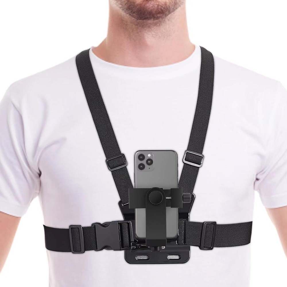 Mobile Phone Chest Mount Harness Strap Cell Holder for Black