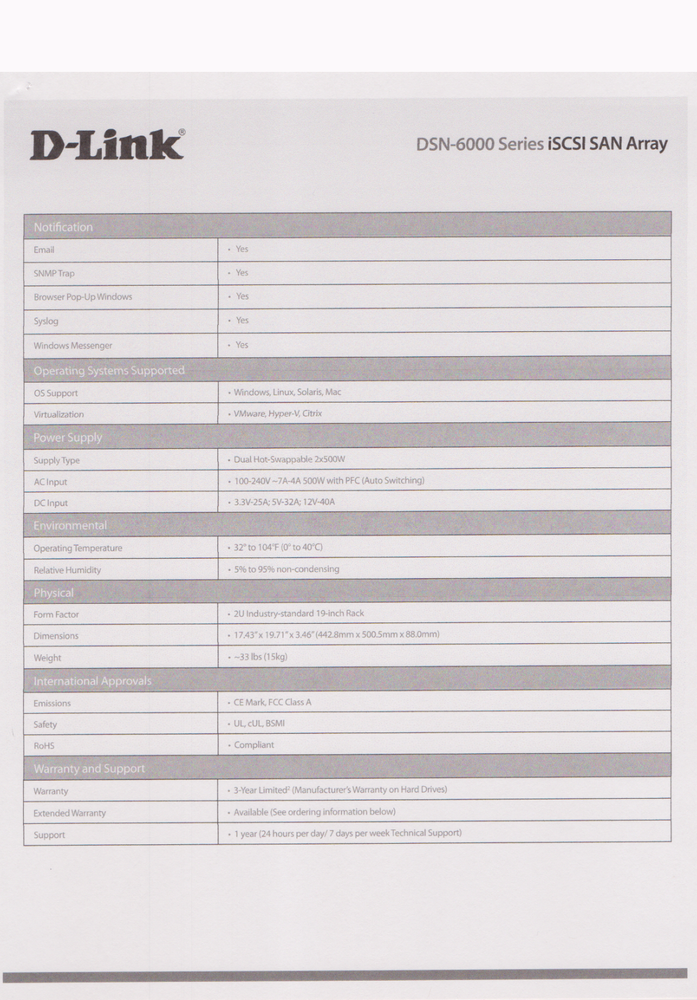 D-Link DSN 6110 HA-Capable 4x1 GbE or 2x10 GbE iSCS SAN Array