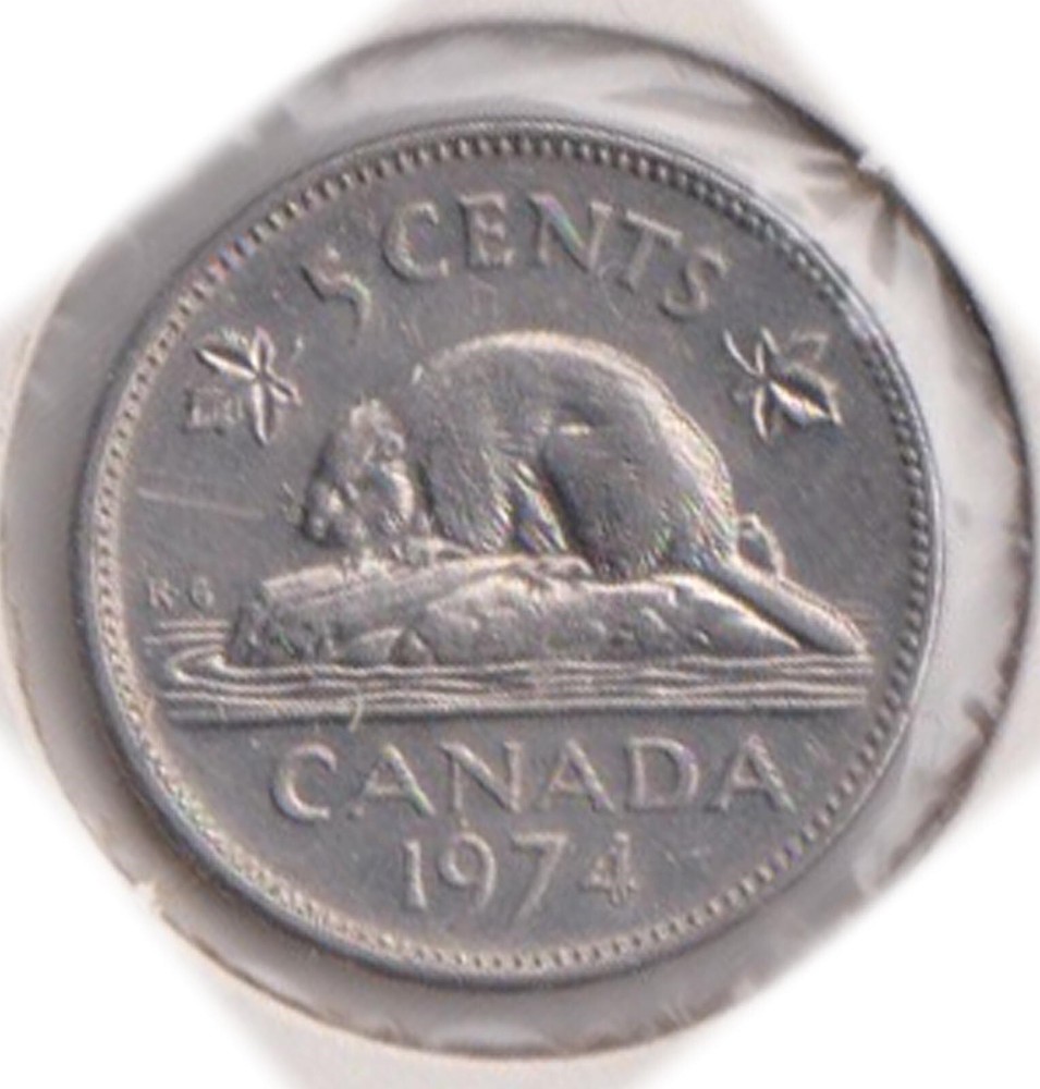(H205-72) 1974 Canada 5c coin (BV)