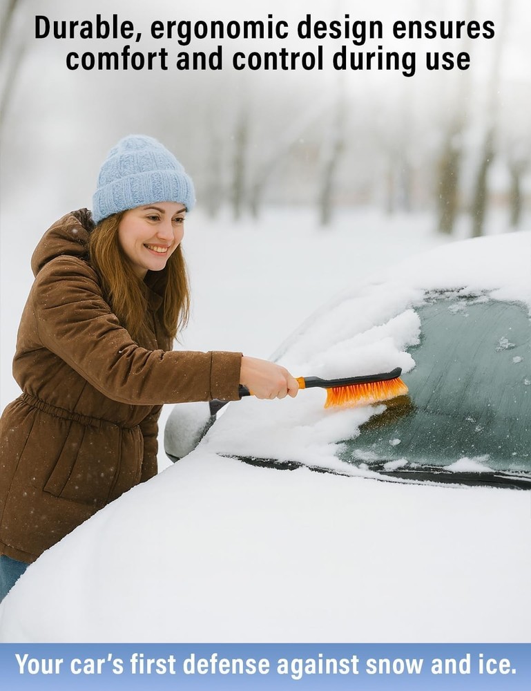 Efficient 17" Snow Brush and Ice Scraper - Designed for Optimal Winter Drive
