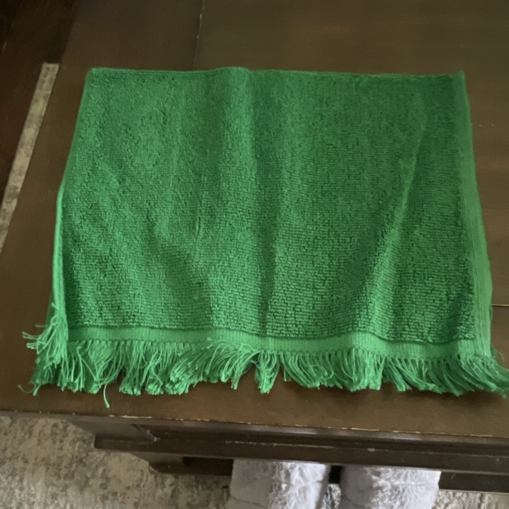 Green Cotton Hand Towel Fringed Soft Solid Bathroom One-Piece