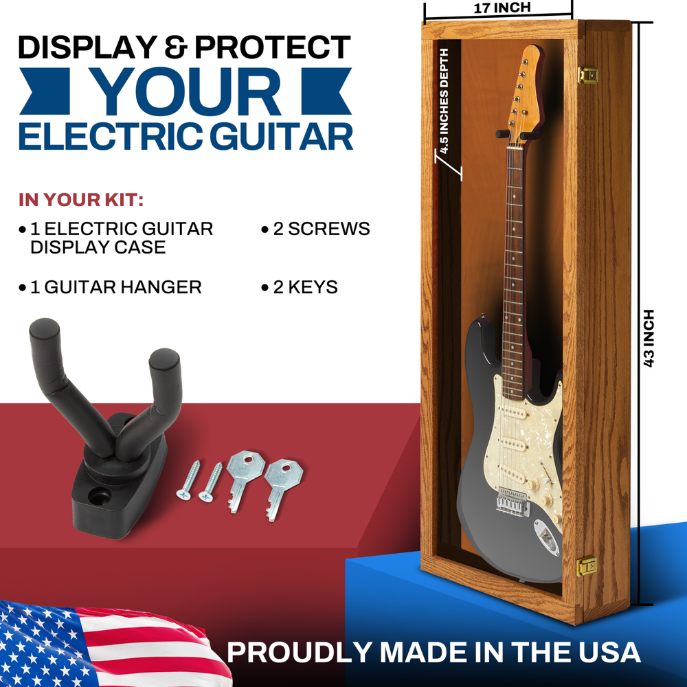 Oak Finish Guitar display case Solid hardwood with Locks