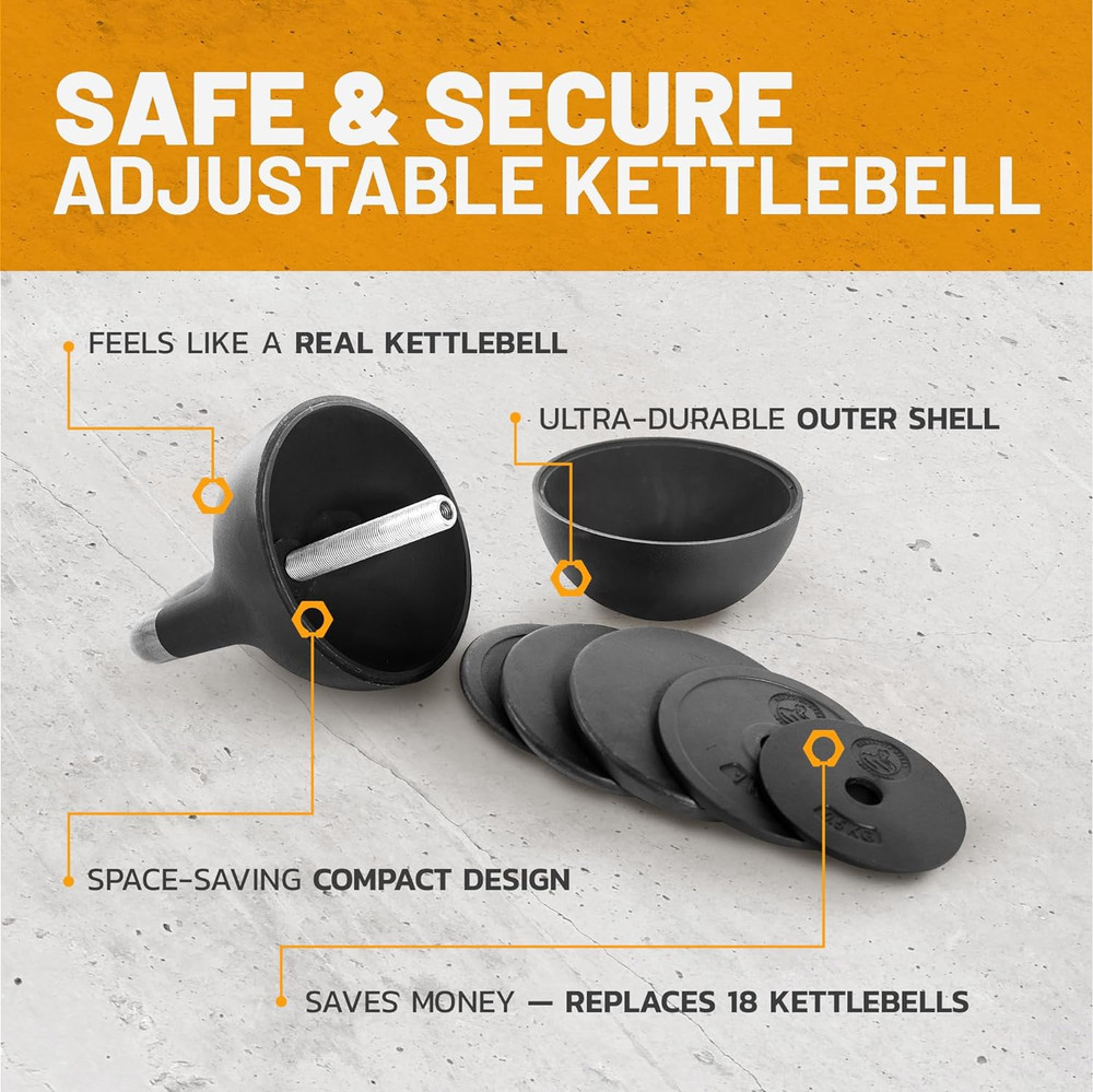 Adjustable Kettlebell Set [] Kettle Bell Weight Set | Steel Shell, Internally-Lo