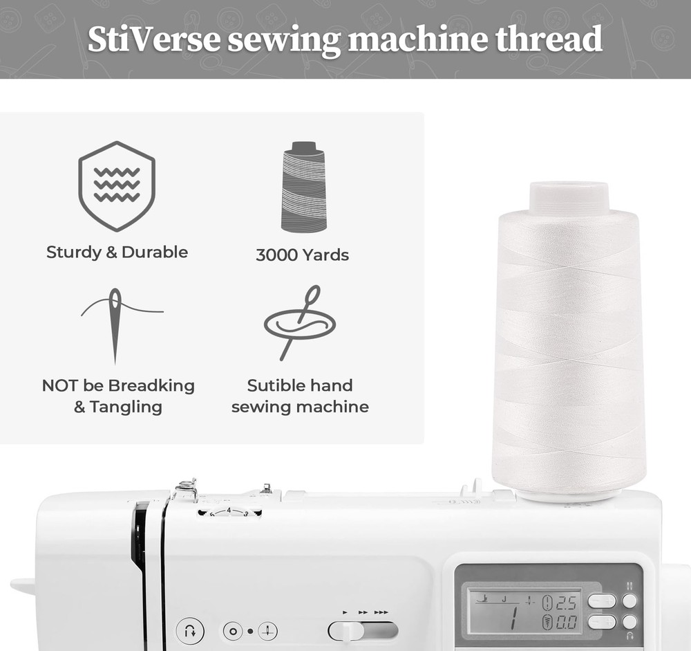 Serger Thread 4 Cones Threads of 3000 Yards Each Spool All Purpose Thread for...