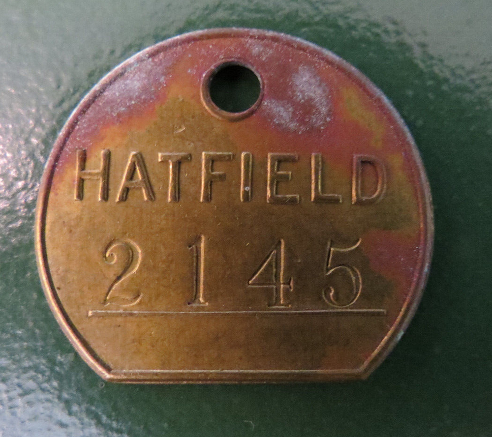 HATFIELD Colliery Pit Check Tally - marked HATFIELD 2145