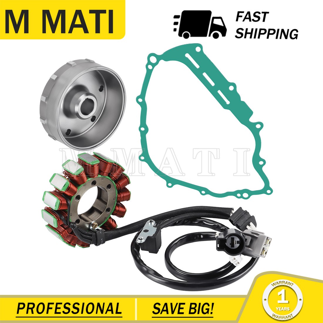 Flywheel Rotor + Stator + Gasket For Yamaha Rhino 700 YXR700 2008 2009 - 2013