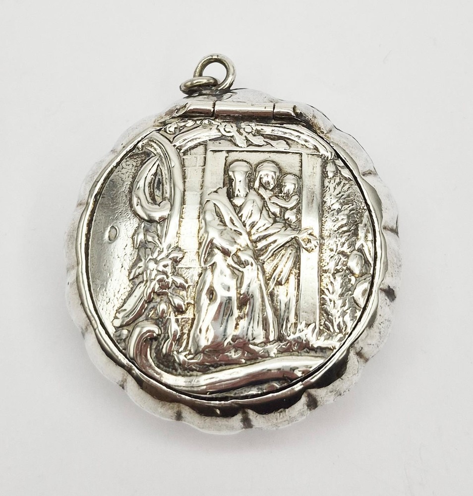 19TH CENTURY DUTCH SOLID SILVER NEOLCLASSICAL CHATELAINE SNUFF BOX