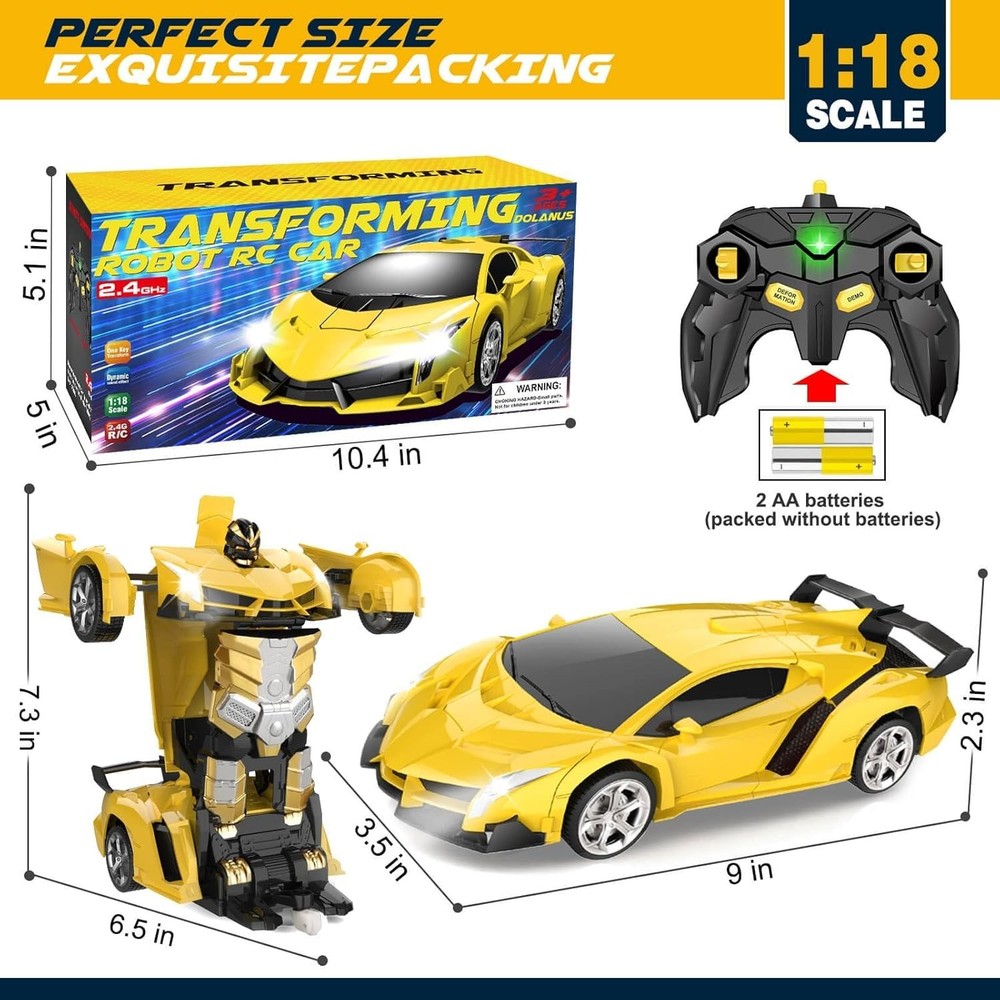 Transforming RC Car & Robot | High-Speed, 360 Spins, & One-Button Transformat...