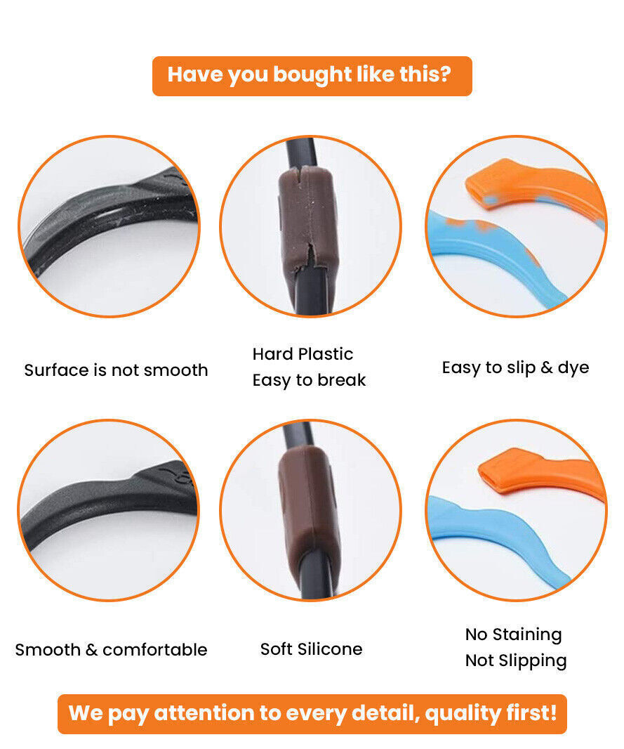 4 Pair Anti Slip Glasses Ear Hooks Tip Eyeglasses Grip Temple Holder Silicone US