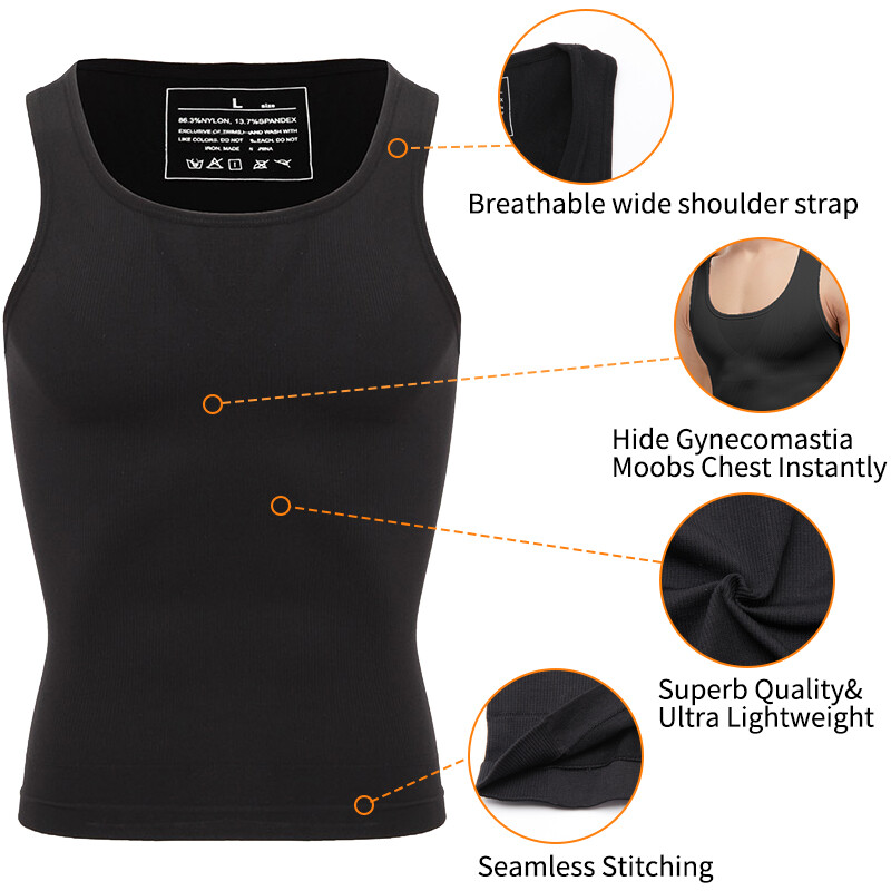 Mens Body Shaper Slimming Shirt Compression Vest Elastic Slim Shapewear Tank Top