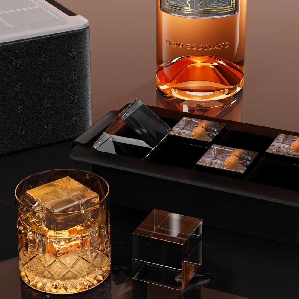 Clear Ice Cube Tray Whiskey 2Inch Clear Ice Cube Maker Silicone Large Ice Cube