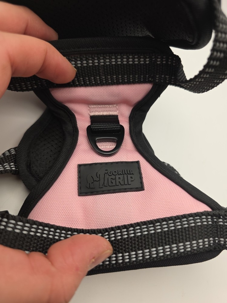 Gorilla Grip Dog Harness No-Pull Black Pink Comfortable Durable Handle Small