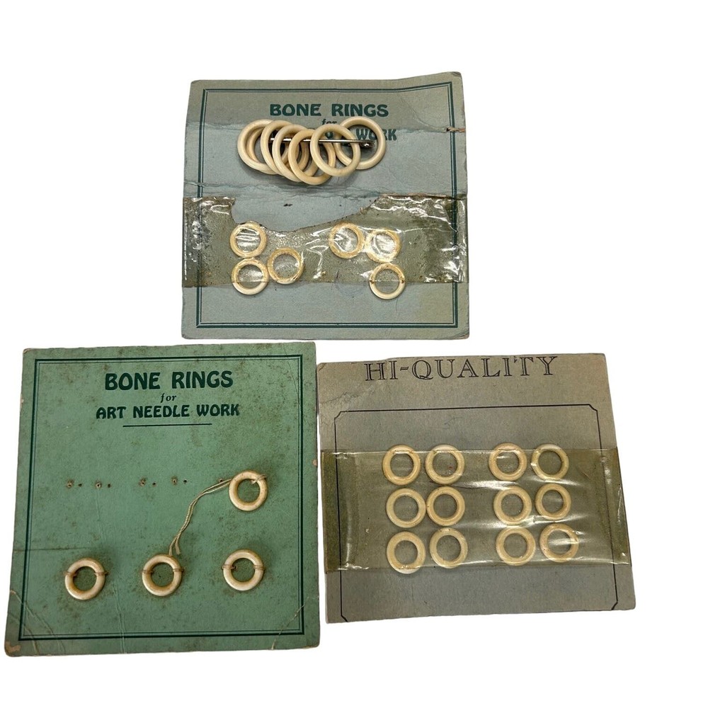 Antique Authentic Bone Crochet Rings 22 Small 7 Large (29)