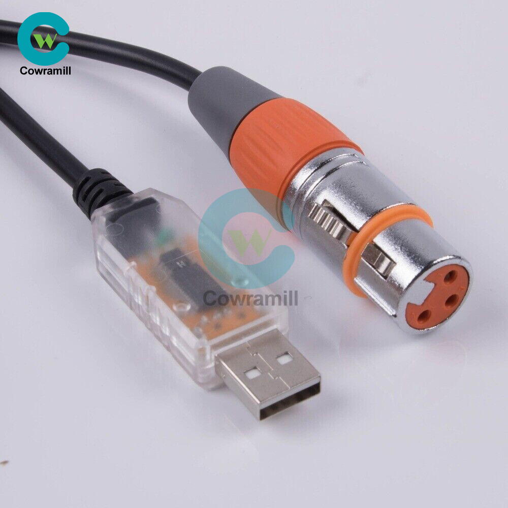 USB to DMX Interface Adapter Cable Stage Light PC DMX512 Controller Dimmer DMX.