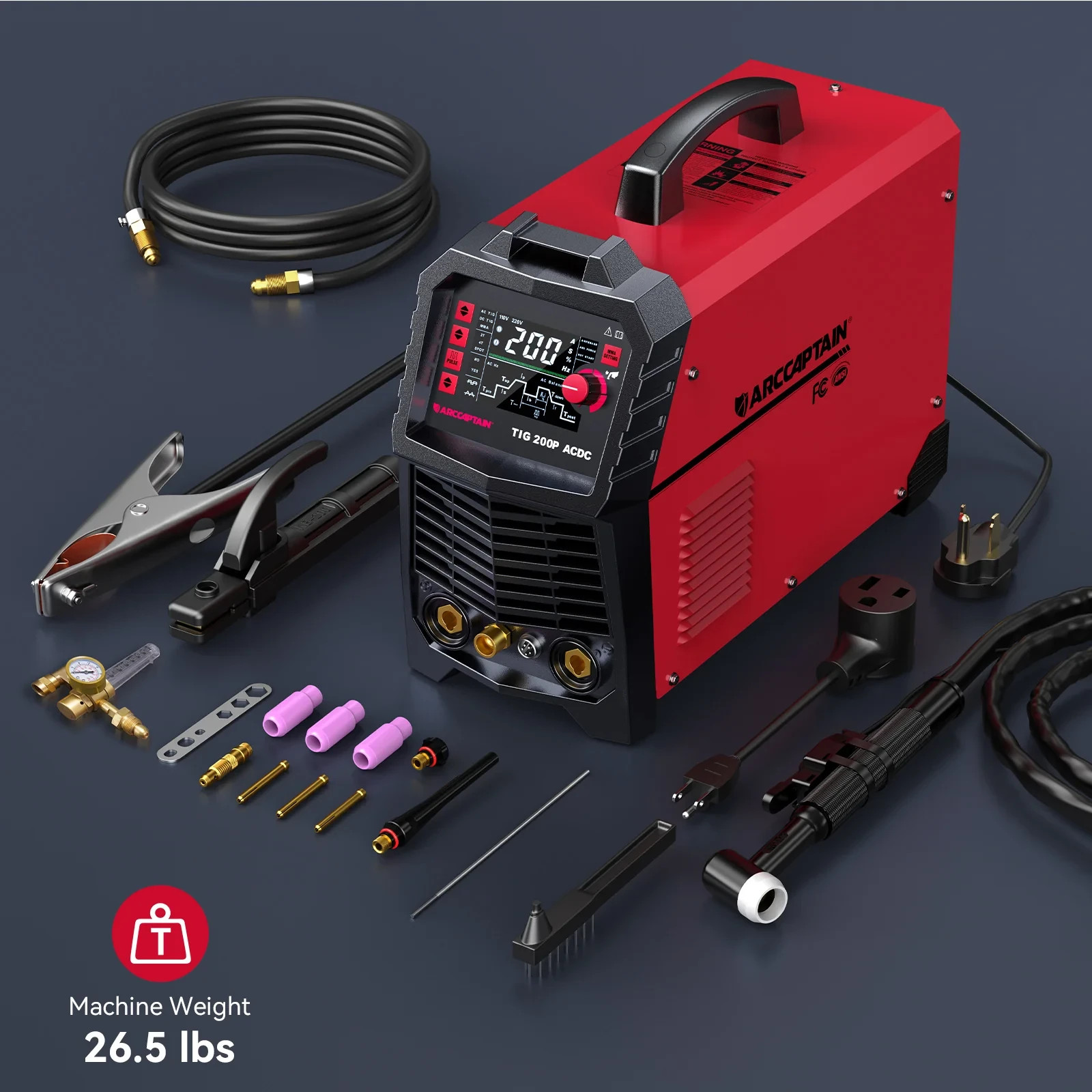 Arccaptain AC DC TIG200P Multi Process Pulse TIG Aluminum Welder