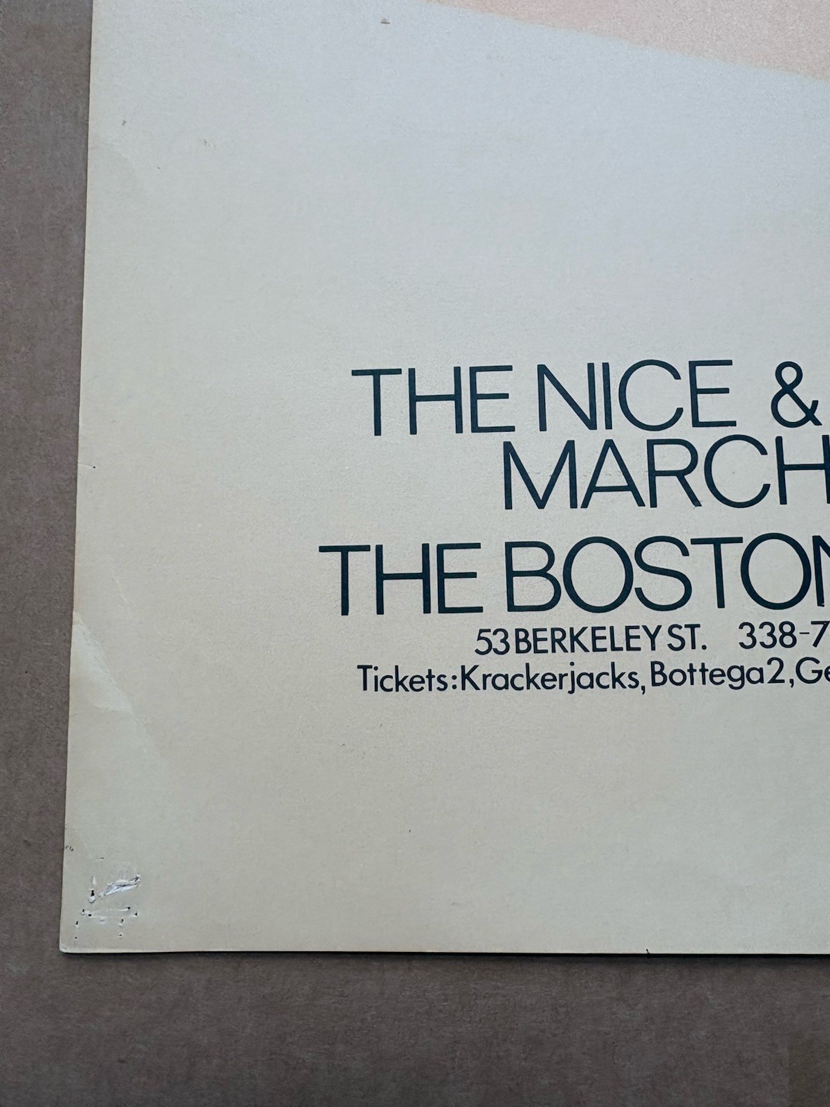 1969 The Nice And The Raven At The Boston Tea Party Original Concert Poster