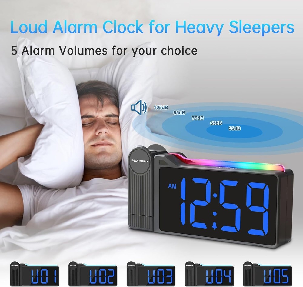 Sharp Electric Digital Alarm Clock LED Large Display Battery Backup Snooze