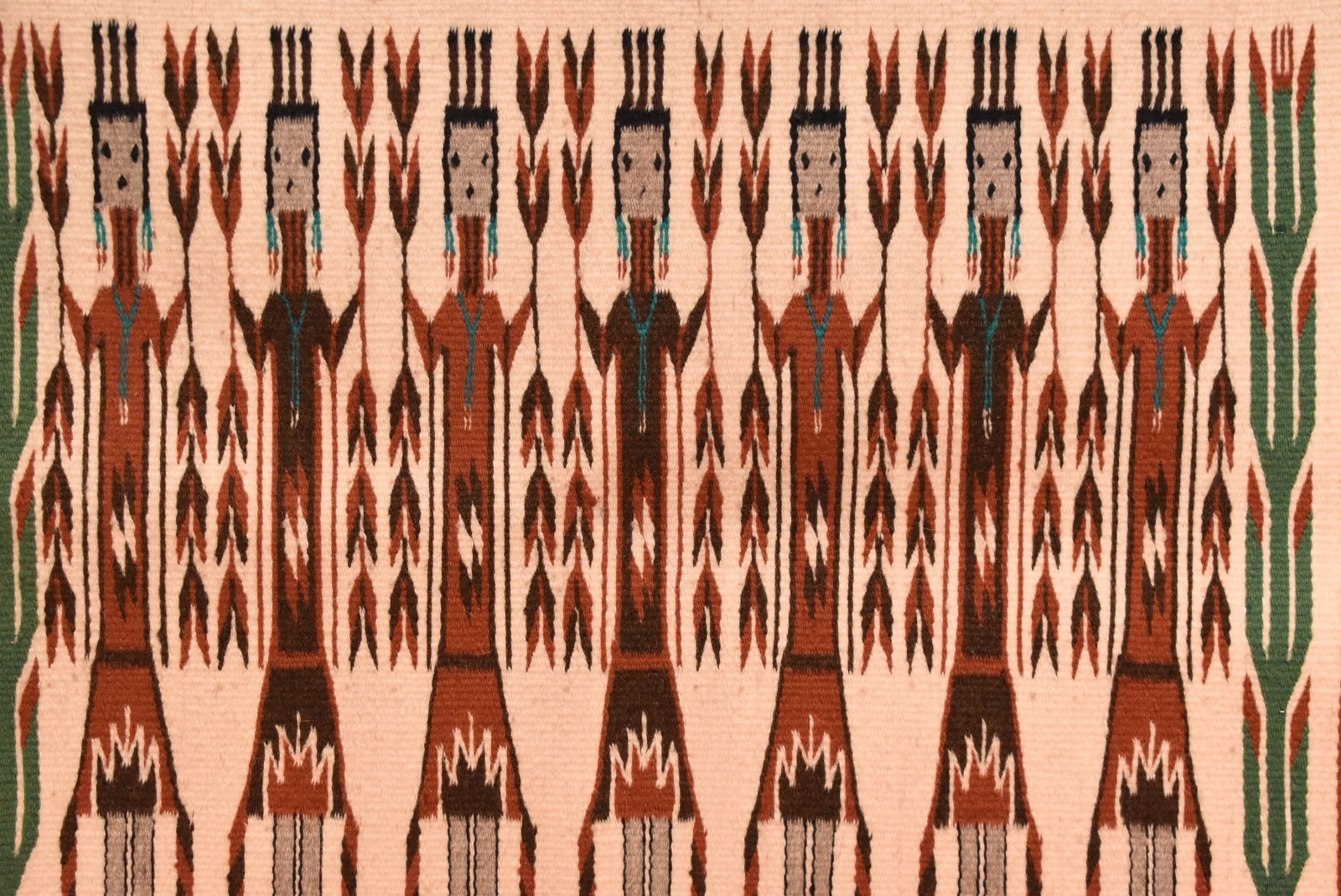 Antique Navajo Rug Native American Indian Yei Pictorial Weaving 27x22 Textile