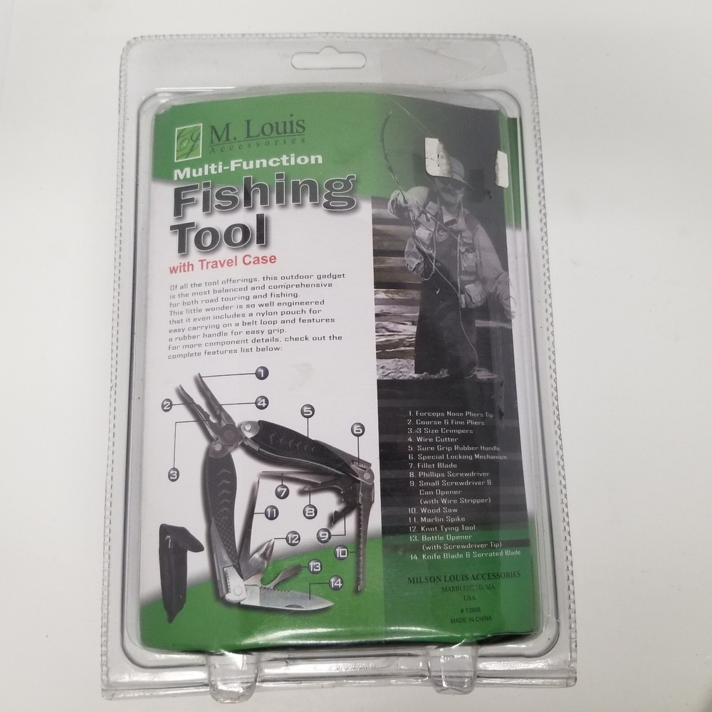 M. Louis Accessories Multi Function Fishing Tool & Travel Case, 14 Function, New