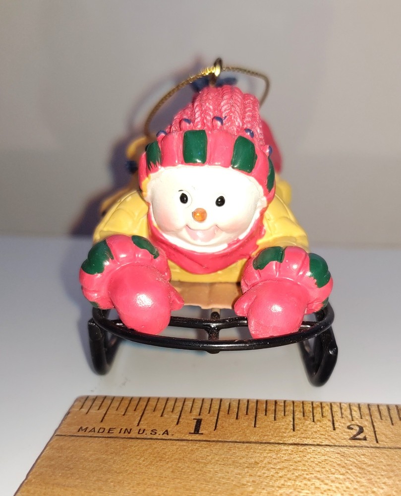 SNOWMEN ON A SLED ORNAMENT
